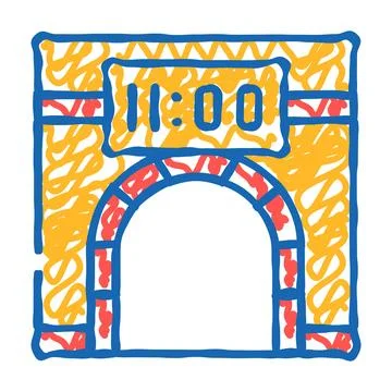 Metro underground clock icon doodle illustration Ilustración de archivo
