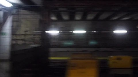 Metro underground from side window Stock Footage