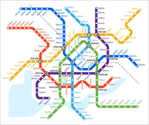 Metro underground, subway transport system map Stock Illustration