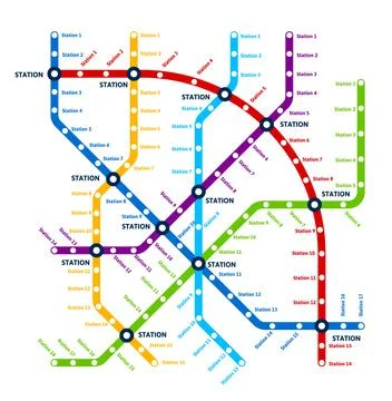 Metro, underground transport scheme map, plan Stock Illustration