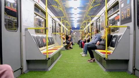 Metro wagon designed with stadium style, UEFA Champions League Final 2018. Video stock 90217291