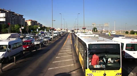 Metrobus line planed as a solution to transport problem in Istanbul Stock Footage 41423318