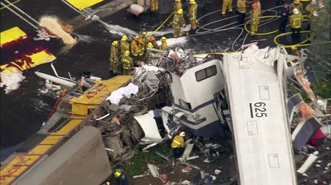 Metrolink Train Disaster Stock Footage 40671891