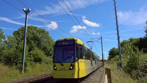 Metrolink Tram in Motion Stock Footage 77576059