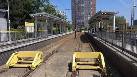 Metrolink Tram Stop Stock Footage 92194779