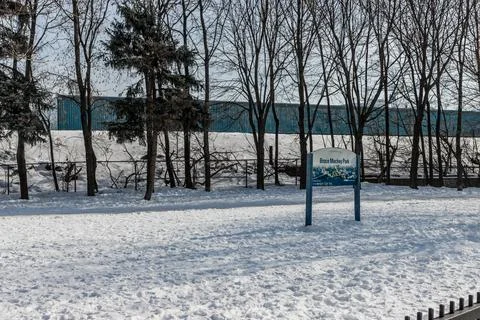 MetroLinx cutting down tree at Jimmy Simpson Park Rail Corridor Stock Photos