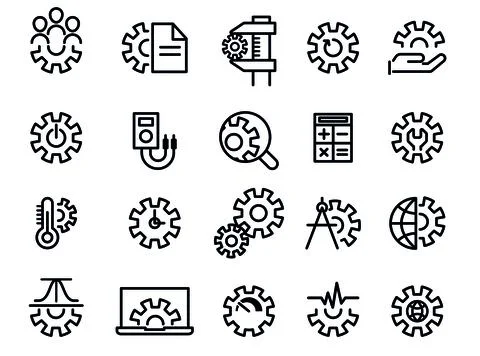 Metrology icon set Stock Illustration