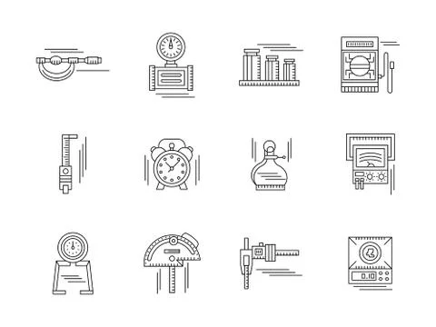 Metrology linear vector icons set Stockillustratie