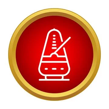 Metronome icon inside red circle beating tempo Stock Illustration