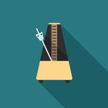 Metronome icon with long shadow. Flat design style. Illustrazione stock