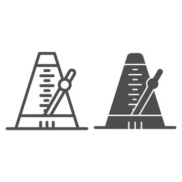 Metronome line and solid icon, Sound design concept, music and beat mechanism 스톡 일러스트