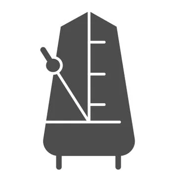 Metronome with moving pendulum solid icon. Tempo vector illustration isolated on Stock Illustration