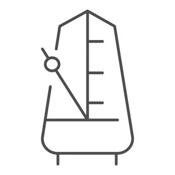 Metronome with moving pendulum thin line icon. Tempo vector illustration Illustrazione stock