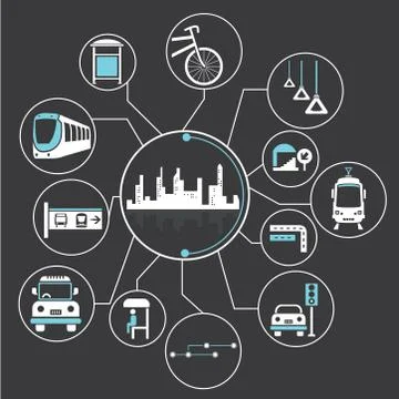 Metropolis and public transit Stock Illustration