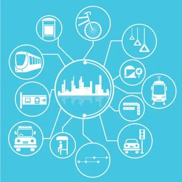 Metropolis and public transit Stock Illustration