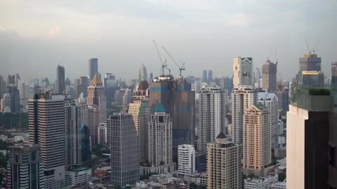 Metropolis landscape, featuring the construction of a new skyscraper, Bangkok Stock Footage 241308523