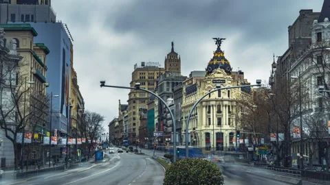 Metropolis Madrid Traffic Timelapse Video stock 148137419