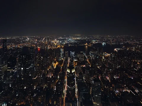 Metropolis at night, New York high angle view time lapse Stock Footage