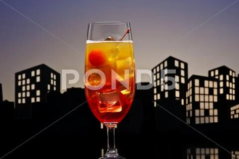 Metropolis tequila sunrise cocktail Stock Illustration