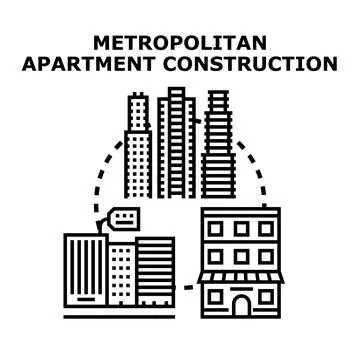 Metropolitan apartment construction abstract building development vector Stock Illustration