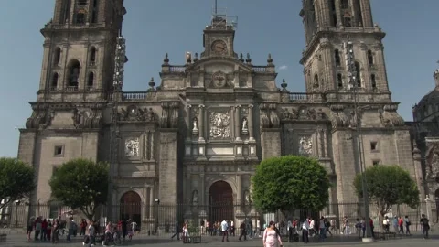 Metropolitan Cathedral in the central square of Mexico City Stock Footage 276185758