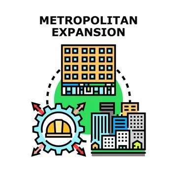 Metropolitan expansion concept developing urban infrastructure and architectu Stock Illustration
