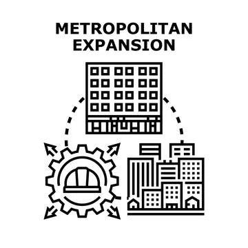 Metropolitan expansion concept developing urban infrastructure and architectu Stock Illustration
