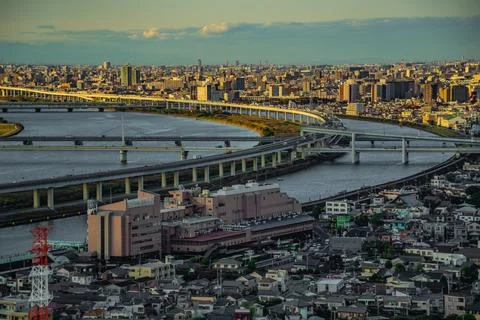 Metropolitan Expressway Central Loop Line and Tokyo Town Stock Photos