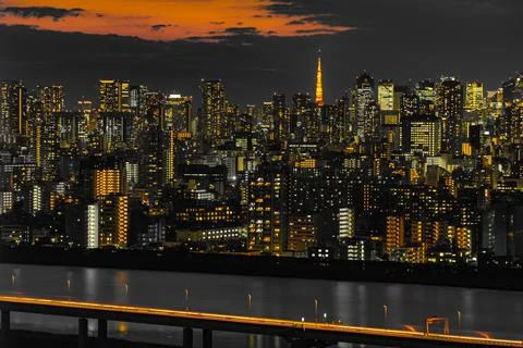 Metropolitan Expressway Central Loop Line and Tokyo Town Stock Photos