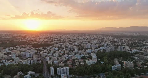 Metropolitan Marvel: Aerial View Showcasing Nicosia, the Capital of Cyprus Stock Footage 251726077
