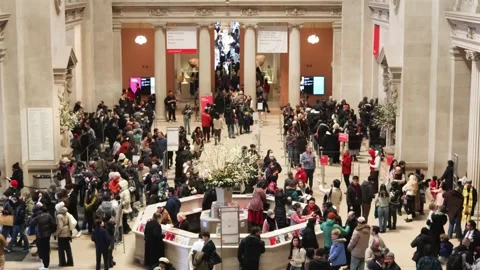 Metropolitan Museum of Art interior, New York City, museum atrium lobby, 4K Stock Footage 346578523