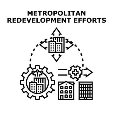 Metropolitan redevelopment efforts planning and urban transformation Ilustración de archivo