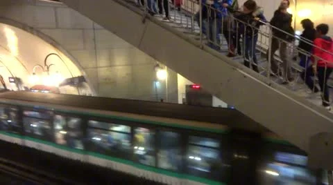 Metropolitan train station in paris Stock Footage 12524405