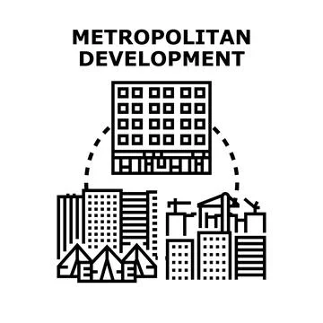 Metropolitan urban development planning future city infrastructure Stock Illustration