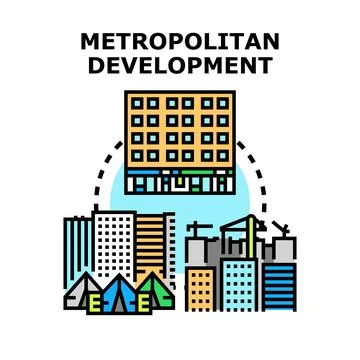 Metropolitan urban development planning future city infrastructure Stock Illustration