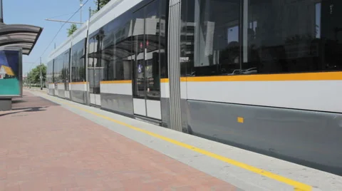 MetroTram in Valencia, Spain Stock Footage 5120105