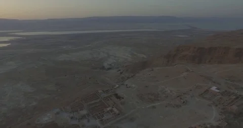 Metsada in Israel, air footage 4k, flat / log Stock Footage