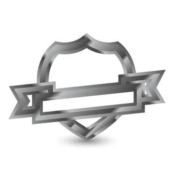 Mettalic shield with ribbon Stock Illustration