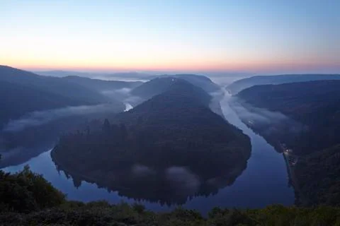 Mettlach - saar loop at sunrise Stock Photos