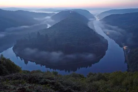 Mettlach - saar loop at sunrise Stock Photos
