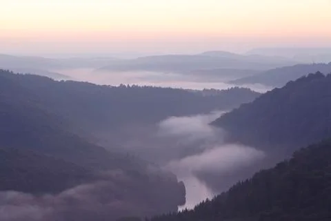 Mettlach - saar loop at sunrise Stock Photos
