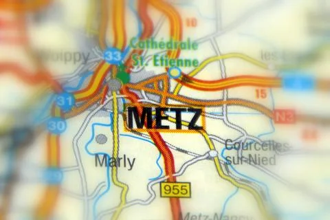 Metz on a map Stock Photos