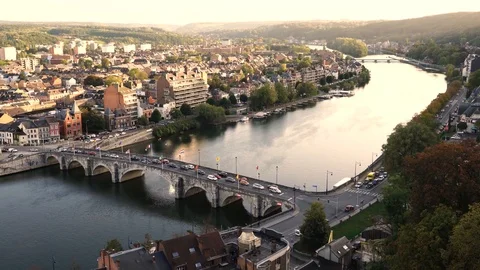  Meuse River and the bridge on it Stock Footage 118677612