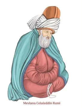 Mevlana Celaleddin Rumi hand drawing vector illustration Stock-Illustration