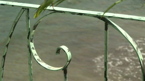 Mex rustic railing and wave 014 動画素材 573985