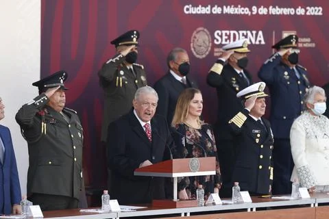 Mexican Army Reaffirms Security Commitment to Lopez Obrador, Mexico City - 09 Fe 写真素材