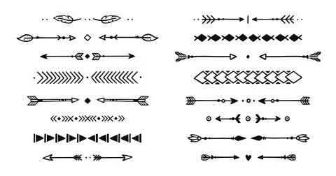 Mexican arrow hand drawn element set. African, aztec rustic ethnic arrow Stock Illustration