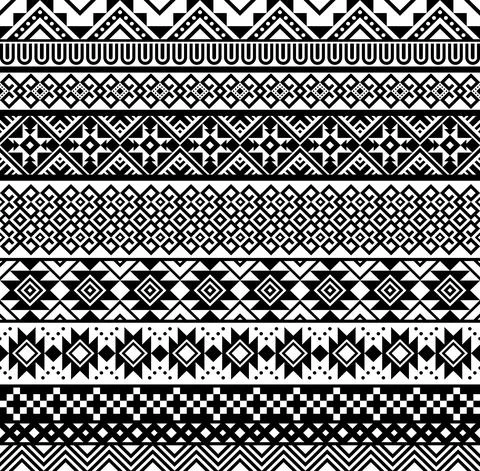 Mexican Aztec, Mayan borders pattern backgrounds Stock Illustration