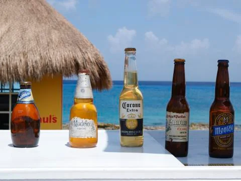 Mexican beers on display Stock Photos