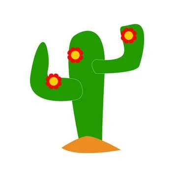 Mexican cactus with bright flower in a flat design 스톡 일러스트